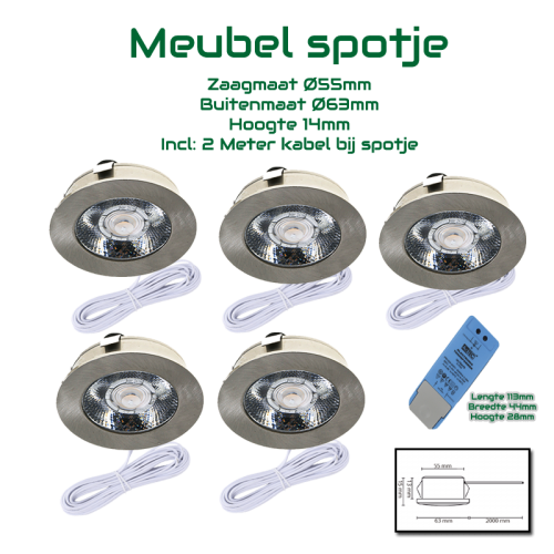5571-led meubelspotje 3w 