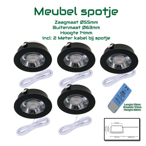 5571-led meubelspotje 3w 