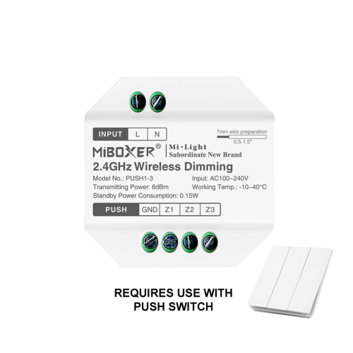 MI-LIGHT PUSH DIM MODULE | 3-ZONES - 8247-mi-light push-dim module 3z