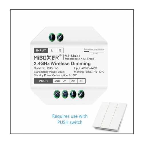 MI-LIGHT PUSH DIM MODULE | RGB-CCT - 8248-mi-light push dim-module rgbcct