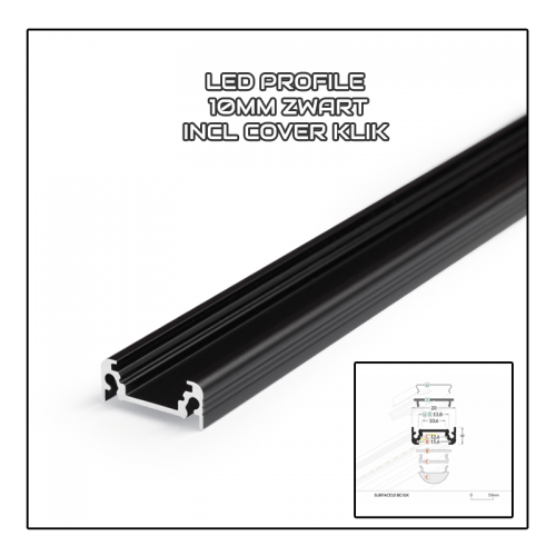 LED PROFIEL 10MM 2 Meter  ZWART - 8269-profiel 10mm 2 m  zwart