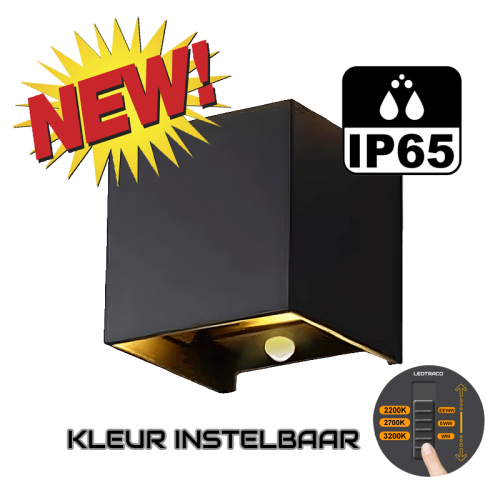 LED THEBE CUBE 2x3W DIM Zwart IP65 CCT - 7114-cube cct 2 x 3w ip65