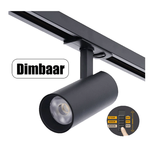 1-FASE RAILSPOT | EROS | 10W | ZWART | DIMBAAR | CCT-SWITCH - 5585-1fase railspot 10w cct