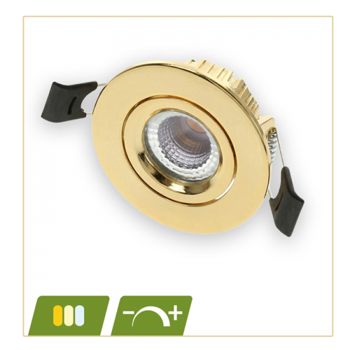LED INBOUWSPOT 5W DIM GOUD CCT-SWITCH - 7126-led spot 5w dim goud cct