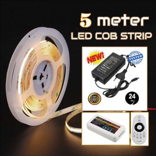 COB LEDSTRIP | 24V | IP20 | 5M | COMPLETE SET - 9182-led cob strip 3000k-5meter