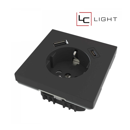 LC-LIGHT | WANDCONTACTDOOS | RA | USB-A + USB-C WIT - 8762-lc-2 x usb