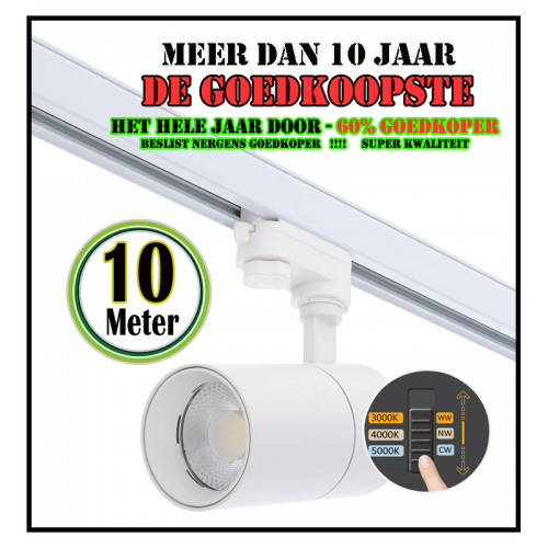 3-FASE RAILSPOT | ROSALIN | 10W | WIT | DIMBAAR | CCT SWITCH - 7520-3fase spot rosalin 10 watt wit