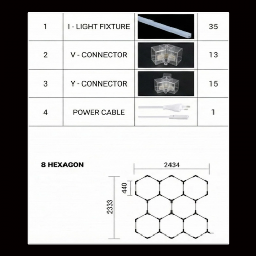 9405-hexagon 8 stuks  