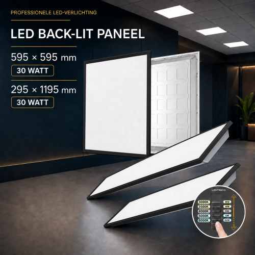 BACK-LIT LED PANEEL 60X60CM | 30W CCT ZWARTE RAND - 5177-led back-lit paneel zwarte rand