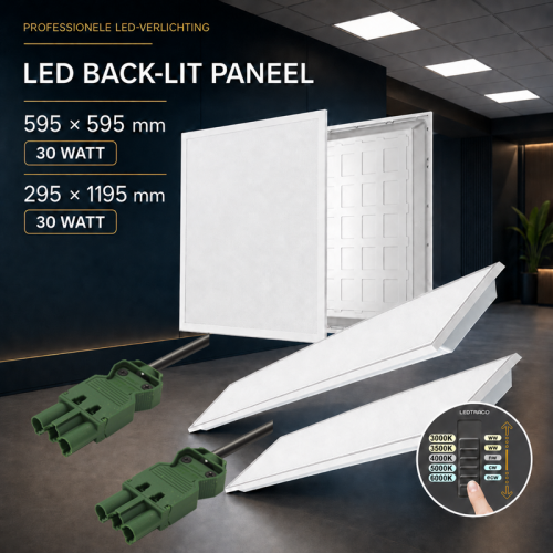 Paneel Back-lit 30 Watt   MET CCT instelbaar WIELAND STEKKER - 5170w-backlit 30 watt wieland stekker