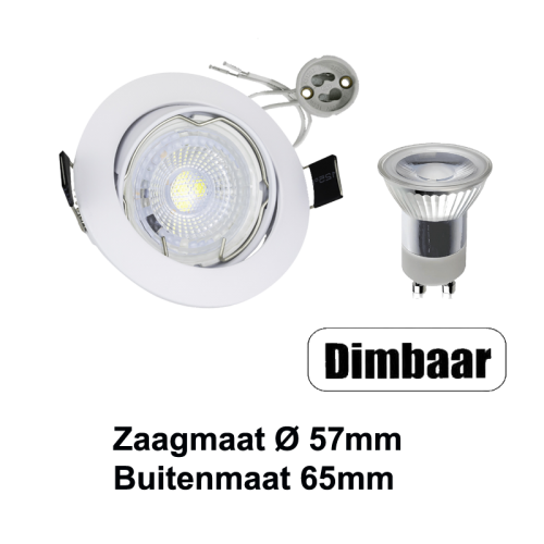 Led-inbouwspot 3 watt inbouw Ø57mm-Ø65mm - 6365-sll-inb-pre-cob