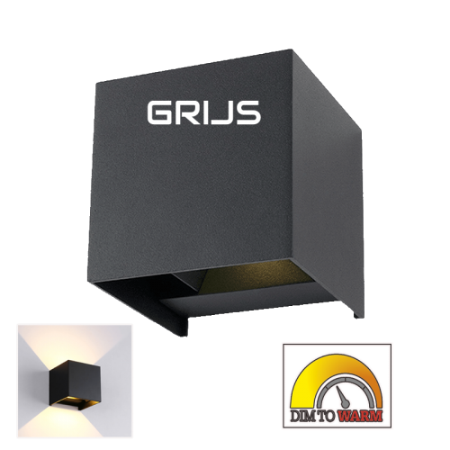 LED THEBE CUBE 2x3W DIM2warm Zwart IP65  - 7220-sllcube dim2warm