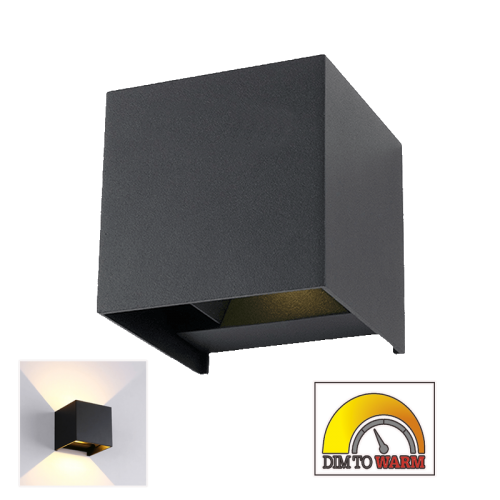 LED THEBE CUBE 2x3W DIM2warm Zwart IP65  - 7220-sllcube dim2warm