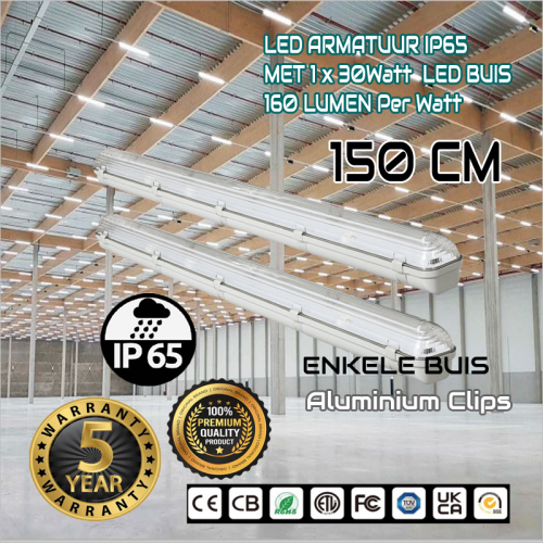 Led TL Armatuur Waterproof 30watt 1.5m incl 1 Buis 160 - 7769-sll-tl-tri-1 x t8-140 lumen