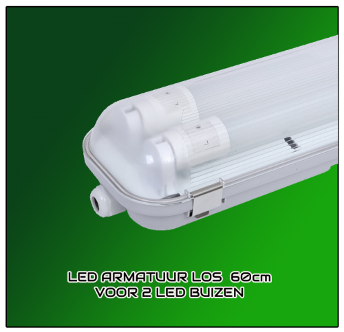 Led TL BAK LOS T8 Waterproof 60cm Dubbel - 7785-bal-60cm voor 2 buizen