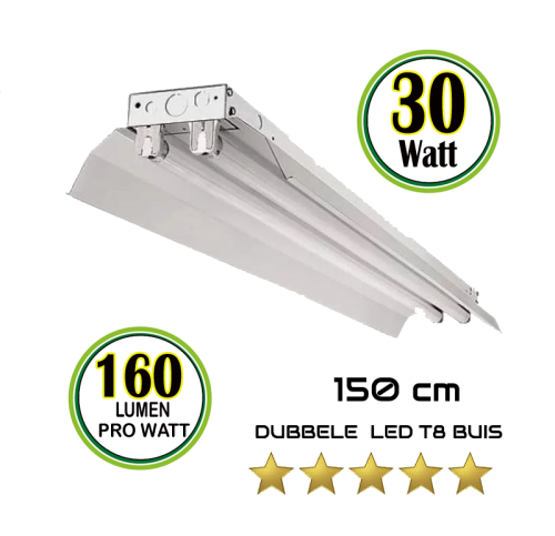LED BUIS T8 REFLECTOR MET ARMATUUR 150CM-2x30W - 7809-sll-arm-t8-30w-150cm 160lm